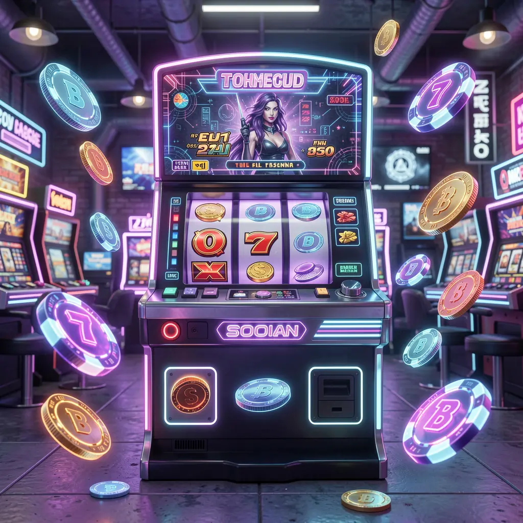 Close up of a modern slot machine with bright reels and detailed symbols representing high quality slot games available at 588BD casino in Bangladesh